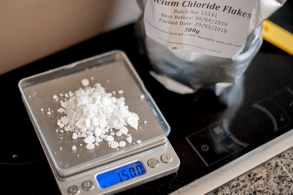 Brewing water adjustment with Calcium Chloride flakes
