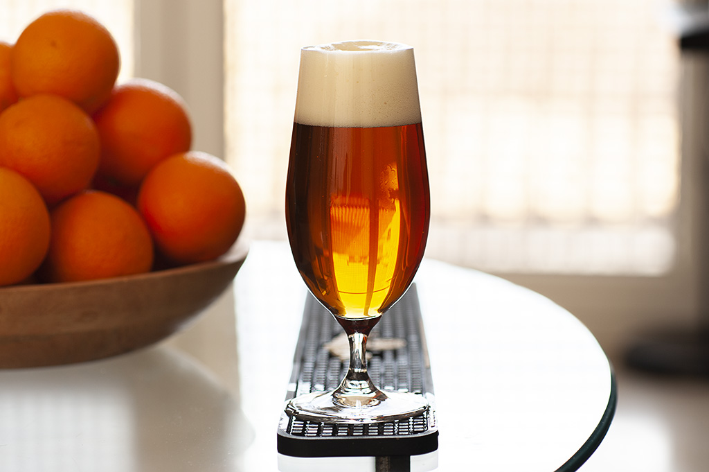 Conditioned homebrewed lager, a clean tasting Marzen beer